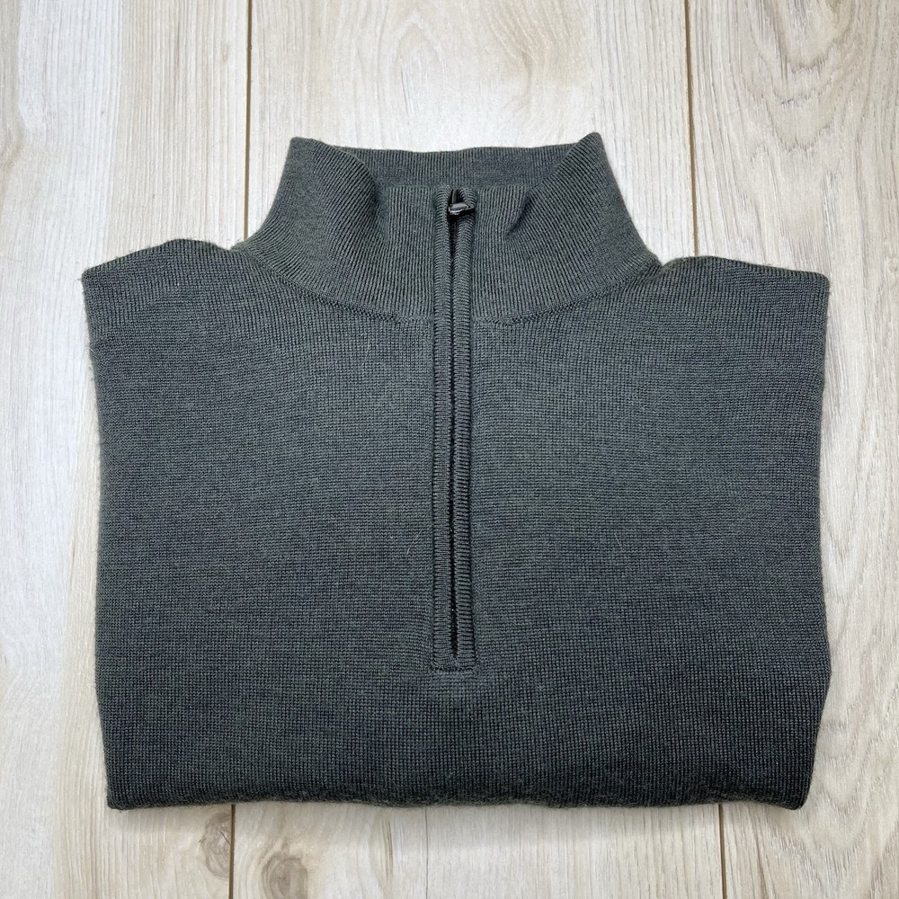 The Glory Days T Brice Half Zip Sweater Superior Merino Mens Green Size Large